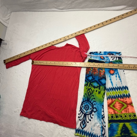 Pomelo Vibrant Peach, Blue and Green Patterned Outfit - Picture 7 of 10